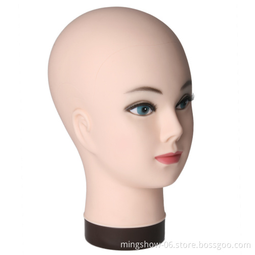 Bald Female Cometology Mannequin Head Training Head For Wig Making Head Stand T-Pins Black Skin